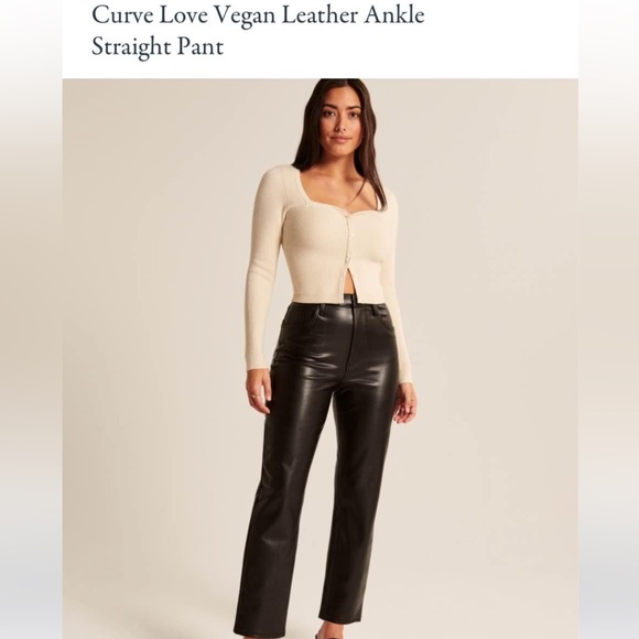 Abercrombie & Fitch Pants - Abercrombie - Curve Love - Vegan Leather Ankle Straight Pant - 33Long